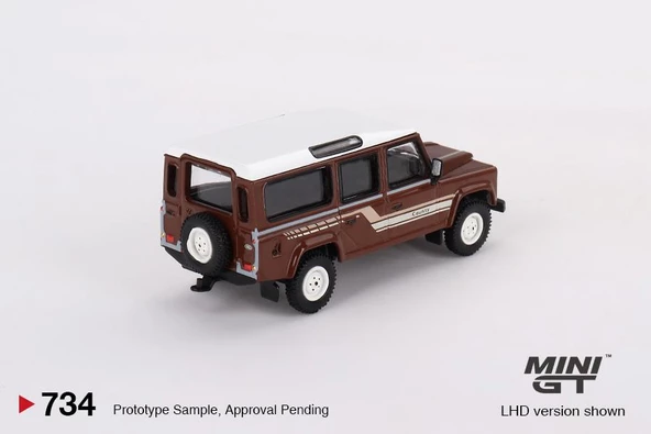 Mini GT Land Rover Defender 110 1985 County Station Wagon Russet Brown 734 - Resim 3