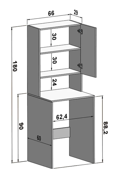 MONTENERO Çamaşır Makinesi Dolabı Parlak Beyaz Modern Banyo Dolabı - 4