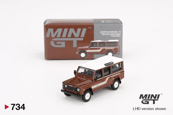 Mini GT Land Rover Defender 110 1985 County Station Wagon Russet Brown 734 ürün görseli