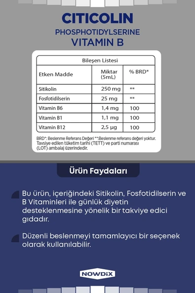 Nowdix Sitikolin Fosfotidilserin 150 ml - 2