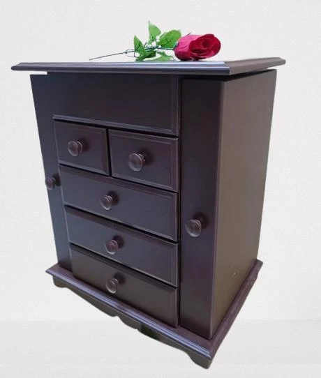 Hobi ADN MODEL 90523 9Çekmeceli Şifonyer Makyaj Takım Kutu Ceviz Rengi El Yapımı - 4