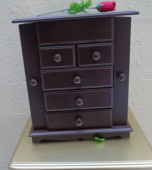 Hobi ADN MODEL 90523 9Çekmeceli Şifonyer Makyaj Takım Kutu Ceviz Rengi El Yapımı - 6