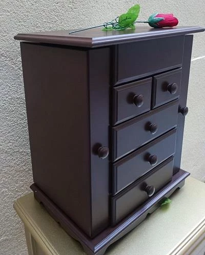 Hobi ADN MODEL 90523 9Çekmeceli Şifonyer Makyaj Takım Kutu Ceviz Rengi El Yapımı - 7