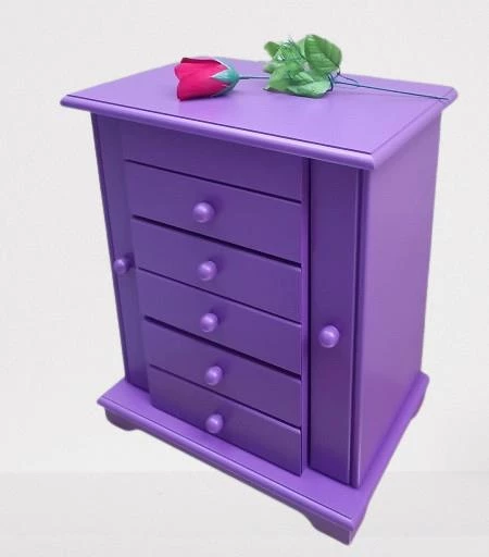 Hobi ERDL MODEL90524 7Çekmece Aynalı Makyaj Şifonyer Kutu MOR Renk El Yapımı - 9