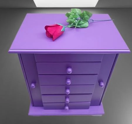 Hobi ERDL MODEL90524 7Çekmece Aynalı Makyaj Şifonyer Kutu MOR Renk El Yapımı - 6