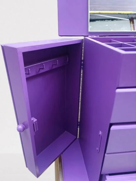 Hobi ERDL MODEL90524 7Çekmece Aynalı Makyaj Şifonyer Kutu MOR Renk El Yapımı - 5