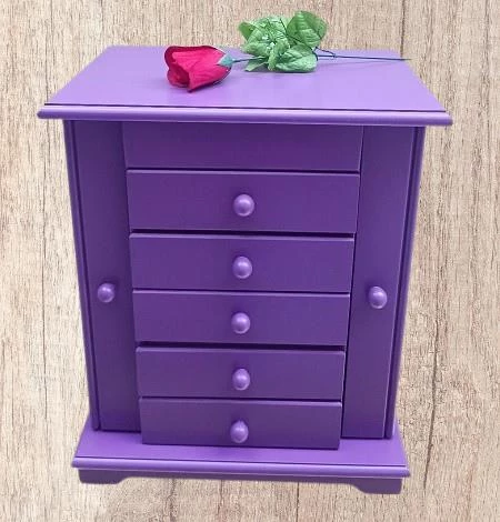 Hobi ERDL MODEL90524 7Çekmece Aynalı Makyaj Şifonyer Kutu MOR Renk El Yapımı - 8