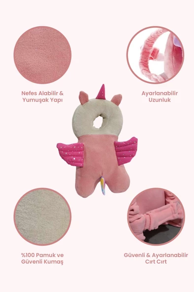 Unicorn Ayarlanabilir Sevimli Figürlü Bebek Kafa Boyun Koruyucu Koruma Yastığı - 2