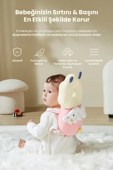 Unicorn Ayarlanabilir Sevimli Figürlü Bebek Kafa Boyun Koruyucu Koruma Yastığı - 3