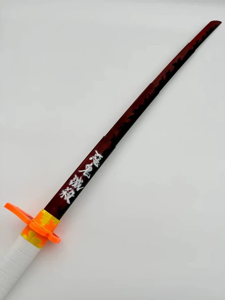 Rengoku Katana Sword Kılıç Demon Slayer 95 cm Katlanabilir Sağlam Plastik Açılıp Kapanabilen Katana - 5