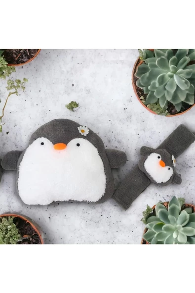Pingu Penguen Araba Boyun Yastığı Ve Emniyet Kemeri Aksesuarı Peluş Kılıf Seti (1 YASTIK VE 1 KILIF) - 2