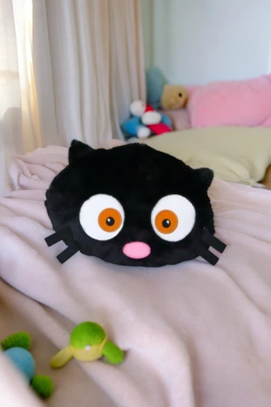 Siyah Kedi Kara Kedi Yastık Uykucu Dolum Oyuncak 30cm Orta Boy Hediyelik Yastık - 2