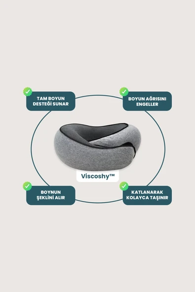 Viscoshy Seyahat Yastığı Gri - Resim 11