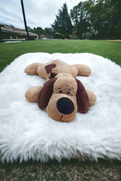 Sevimli Yatan Köpek Kahverengi Uykucu Dolum Oyuncak 40cm Orta Boy Bebek Uyku ve Oyun Arkadaşı ürün görseli