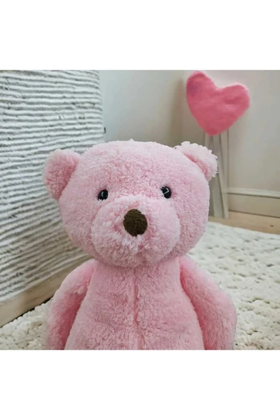 Pembe Ayı Uykucu Dolum Oyuncak 50 cm Orta Boy Bebek Uyku ve Oyun Arkadaşı