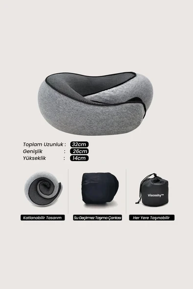Viscoshy Seyahat Yastığı Gri - Resim 12