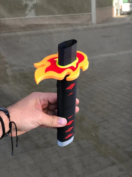 Tanjiro Katana Sword Kılıç Demon Slayer 95 cm Katlanabilir Sağlam Plastik Açılıp Kapanabilen Katana - 3