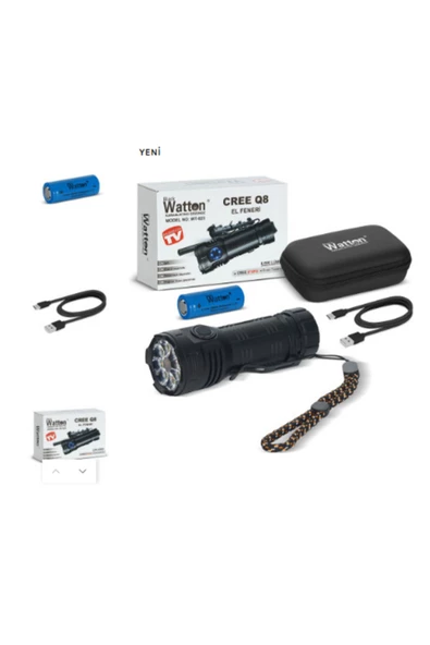 Watton CREE Q8- XPG 8+1 LED ŞARJLI EL FENERİ WATTON WT-623