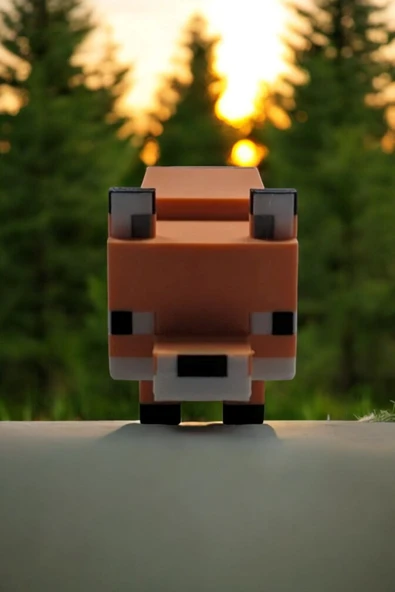 Minecraft 10 cm Arctic Fox Tilki Turuncu Figür Oynar Kafalı - 3