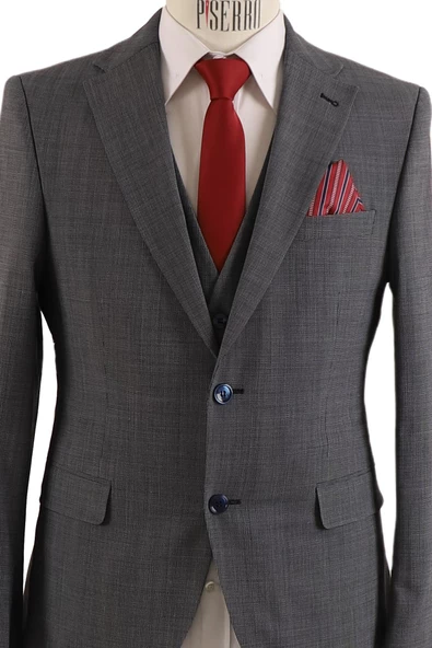 Yelekli Takım Elbise Slim Fit - 4