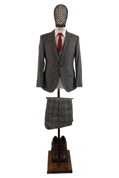 Yelekli Takım Elbise Slim Fit - 9