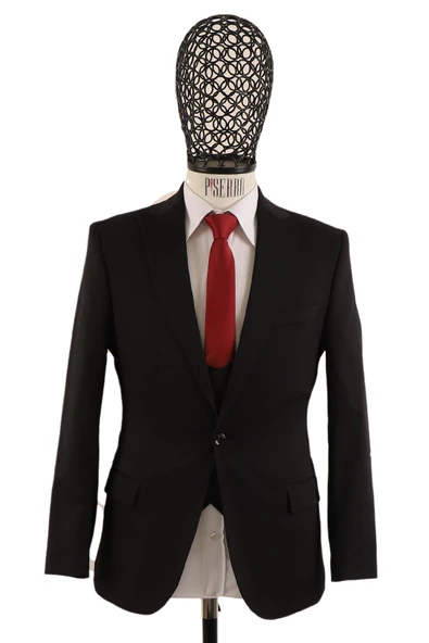 Yelekli Takım Elbise Slim Fit - 3