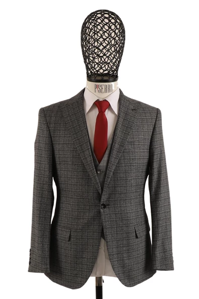 Yelekli Takım Elbise Slim Fit - 3