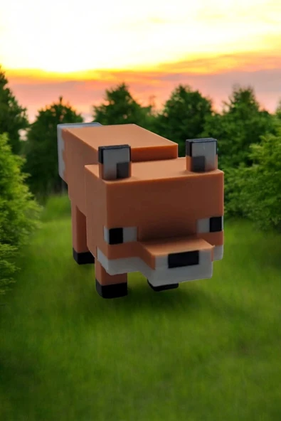 Minecraft 10 cm Arctic Fox Tilki Turuncu Figür Oynar Kafalı - 2
