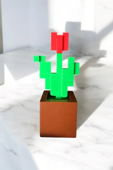 Minecraft Tulip Saksı 18 cm Çiçek Figür Dekoratif Obje