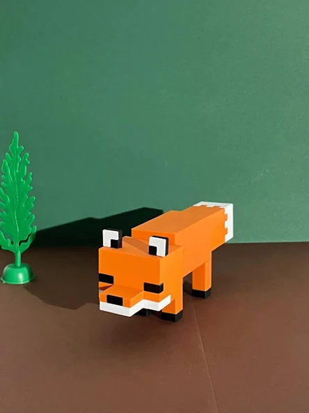 Minecraft 10 cm Arctic Fox Tilki Turuncu Figür Oynar Kafalı