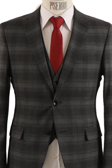 Yelekli Takım Elbise Slim Fit - 4