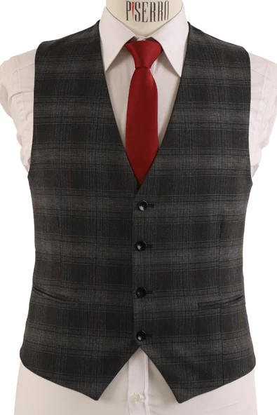Yelekli Takım Elbise Slim Fit - 7