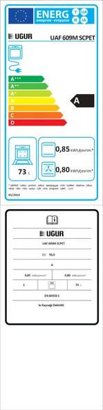 Uğur UAF 609M SCPET FRY ART 73 Lt. Siyah A Ankastre Fırın - 2