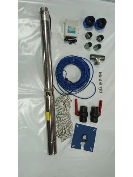 Impo Sk 406/13 2HP Krom Başlıklı  60 MT Yassı Kablolu ve Panolu 120 mt Halatlı Çift Vanalı Akıtma Başlıklı Monofaze Takım Dalgıç Pompa