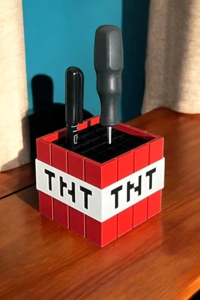 Minecraft TNT Kalemlik 8 cm Kalem Kutusu Dekoratif Obje - 2