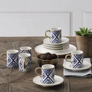 GÜRAL PORSELEN Camelia 12 Parça 6 Kişilik Türk Kahvesi Fincan Takımı - 5555 - 2