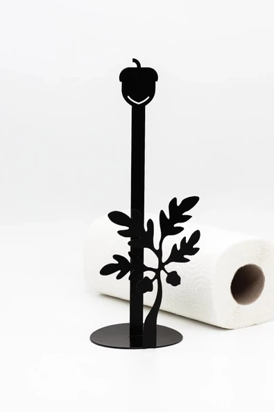 Metal Kağıt Havluluk Siyah Dik Havlu Peçetelik Standart Ve Büyük Boy Rulo Uyumlu Pelit Desenli - 2