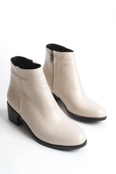 Kadın Hakiki Deri Kısa Topuklu Bot Fermuarlı Şık Casual Tam Kalıp Bootie - Resim 8