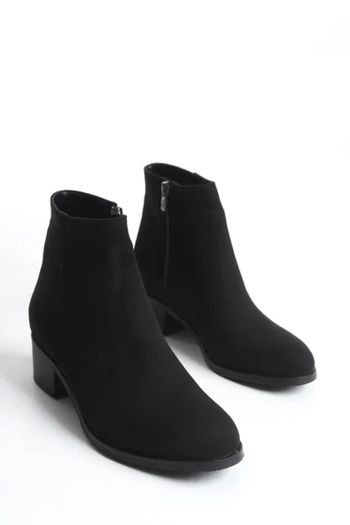 Kadın Hakiki Deri Kısa Topuklu Bot Fermuarlı Şık Casual Tam Kalıp Bootie - Resim 9