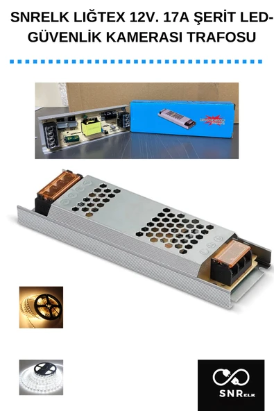 SNRELK 17A, 200 WATT METAL ADAPTÖR  LIĞTEX 12V. 17A SLİM ŞERİT LED TRAFOSU GÜVENLİK KAMERASI TRAFOSU - 3