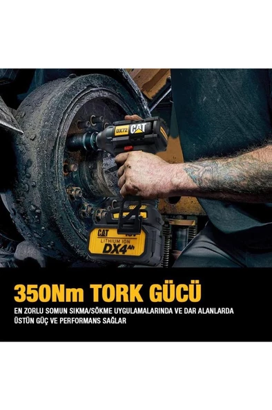 CAT DX72 18Volt/4.0Ah Li-ion Çift Akülü Şarjlı 350Nm Kömürsüz Profesyonel Somun Sıkma - 5