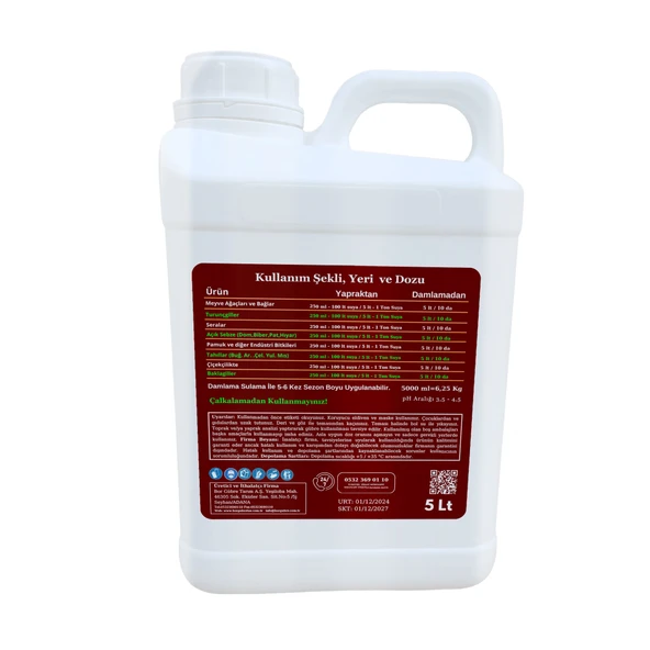 Sıvı Gübre Bordobor-5 Lt Organik (Bordobulamacı) Bakır İçerikli Bitki Besini (Uygulamada bitki üzerinde kalan mavi renk istenmeyen bir renktir. Bu rengi bırakmaz) - 2