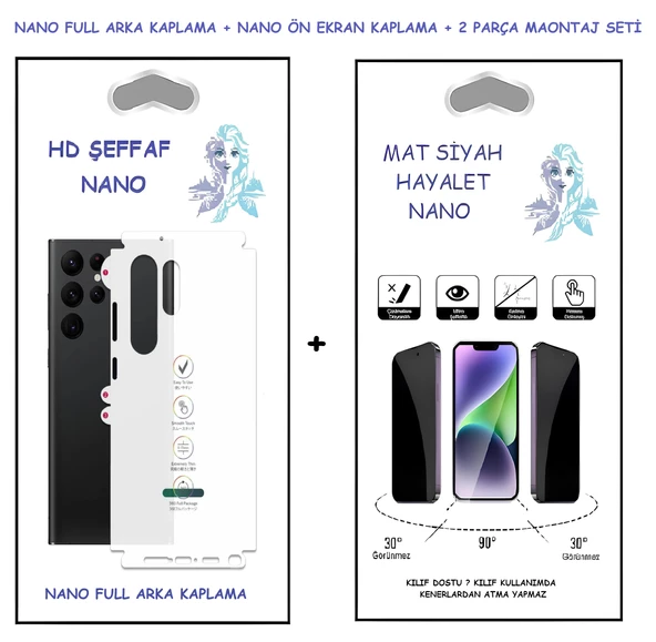 Apple iPhone 12 MİNİ HAYALET Nano Ekran Koruyucu + FULL Arka Kaplama Ultra İNCE Esnek Hd Şeffaf ürün görseli 1