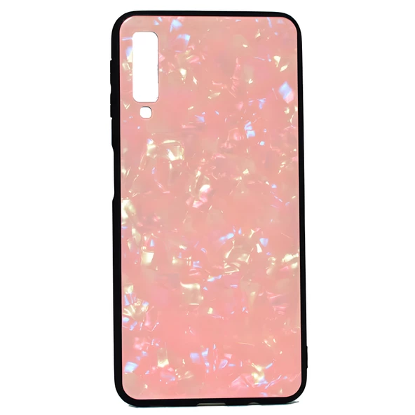 Galaxy A7 2018 Kılıf Mermer Desenli Marbel Temperli Cam Silikon Kılıf - Resim 4