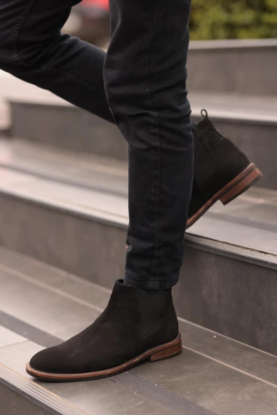 Shoetyle - Siyah Nubuk Erkek Chelsea Bot 365-0010 - 4