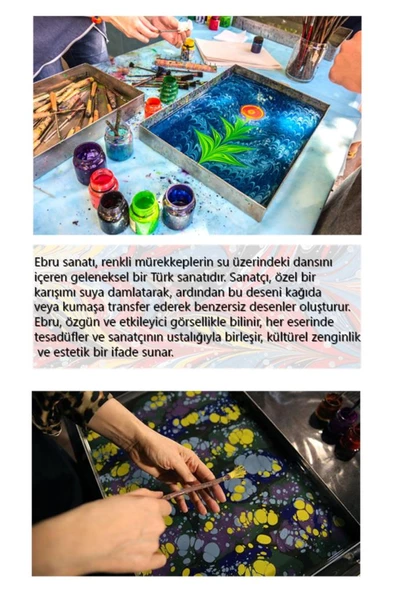 Ebru Başlangıç Seti 25x35 Profesyonel Ebru Seti Ezilmiş Ebru Boyaları Ebru Boyası - Resim 7
