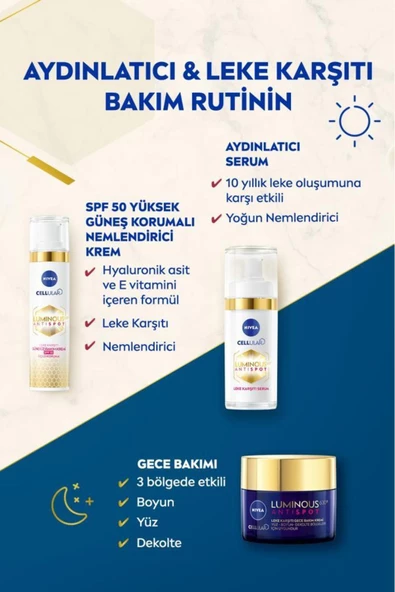 NİVEA CELLULAR LEKEKARŞITI GECE BAKIM KREMİ 50ML 1 ADET - Resim 4