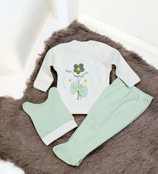 Çiçekli Kız Bebek Takım 3lü - 11