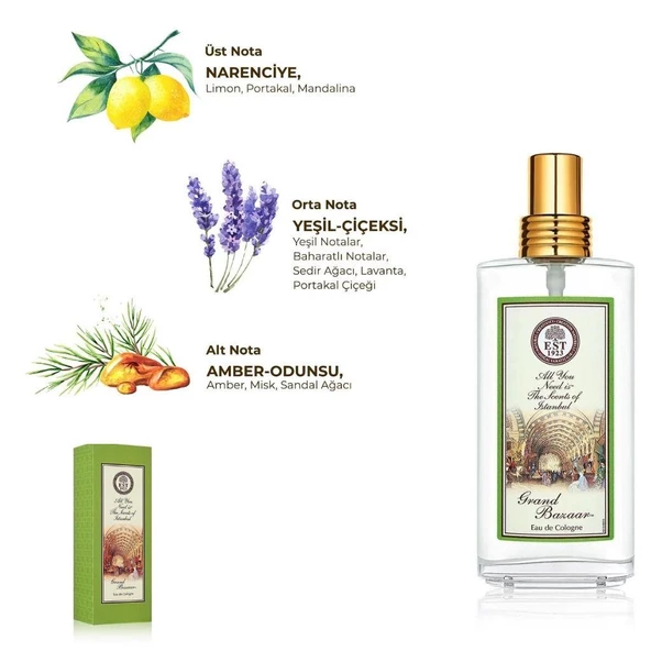 Eyüp Sabri Tuncer 150 ml Sprey Cam Şişe Eau De Cologne Grand Bazaar - 2