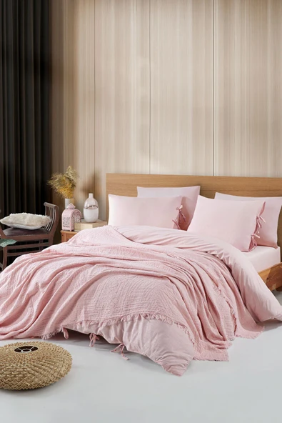 Elart Glow Nevresimli Pike Takımı 5 Parça Gülkurusu